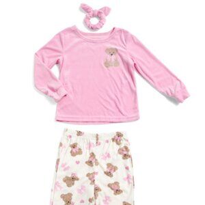 NWT RACHEL ZOE Little Girls 3pc Teddy Bear Pajama Top and Pants with Scrunchie